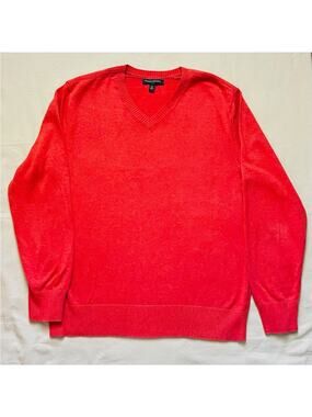 Banana Republic Factory Men’s Orange V-Neck Cotton Sweater Size Medium
